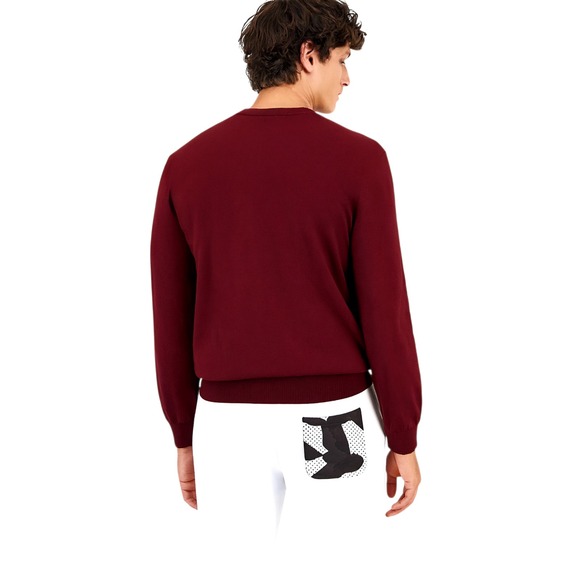 A|X Armani Exchange Logo Crewneck Sweater XL Cotton Knit Pullover Dark Red - Picture 2 of 4